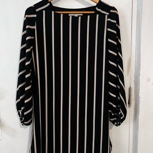 LOFT Black and White Striped Dress